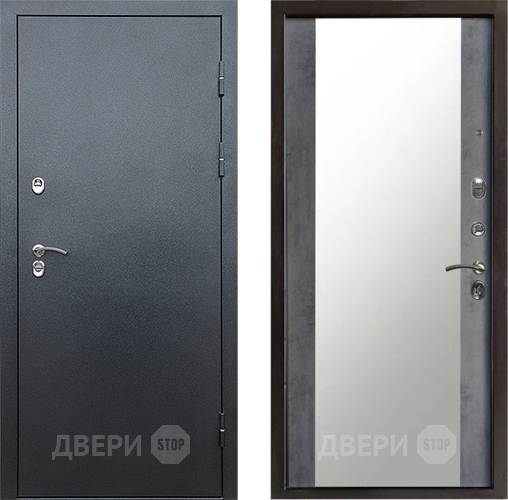 Входная металлическая Дверь Престиж TERMO с терморазрывом Снегирь Серебро Зеркало Бетон темный в Зеленоград