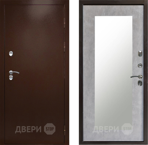 Входная металлическая Дверь Престиж TERMO с терморазрывом Снегирь Медь Зеркало пастораль Бетон светлый в Зеленоград