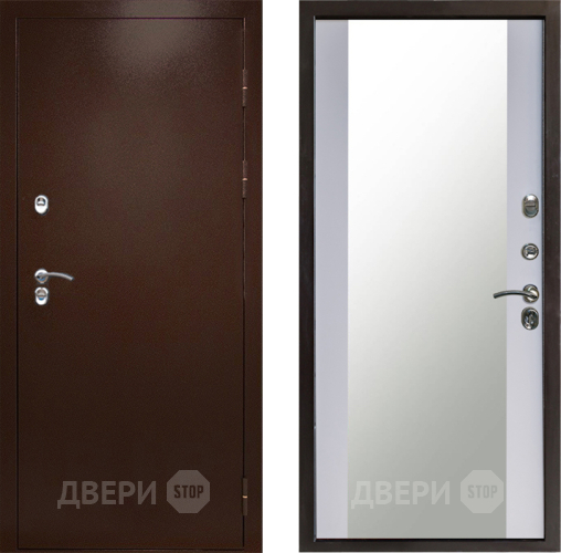 Дверь Престиж TERMO с терморазрывом Снегирь Медь Зеркало Белый софт в Зеленоград