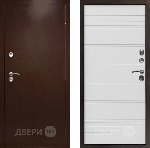 Входная металлическая Дверь Престиж TERMO с терморазрывом Снегирь Медь Line Белый в Зеленоград