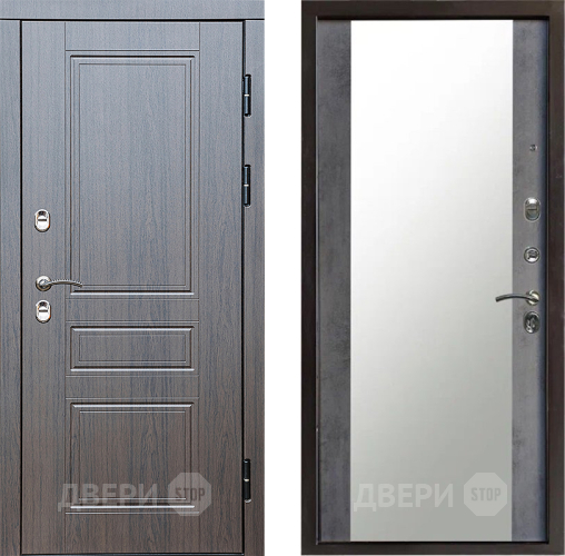 Входная металлическая Дверь Престиж TERMO с терморазрывом Классика Зеркало Бетон темный в Зеленоград