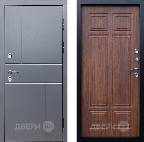 Входная металлическая Дверь Престиж TERMO с терморазрывом Горизонт Грэй Премиум Орех темный в Зеленоград