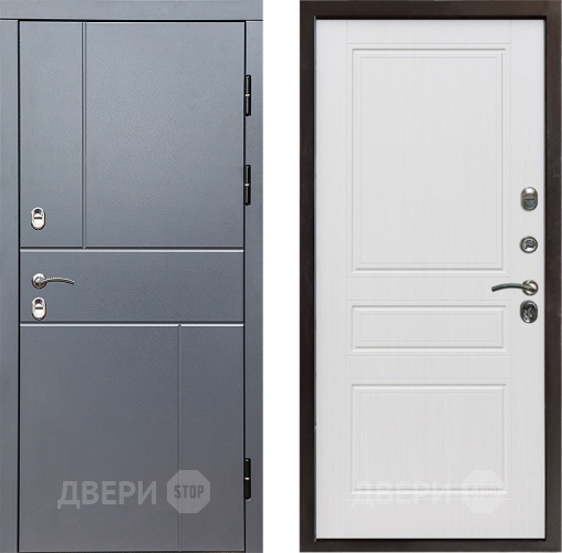 Входная металлическая Дверь Престиж TERMO с терморазрывом Горизонт Грэй Классика Белое дерево в Зеленоград