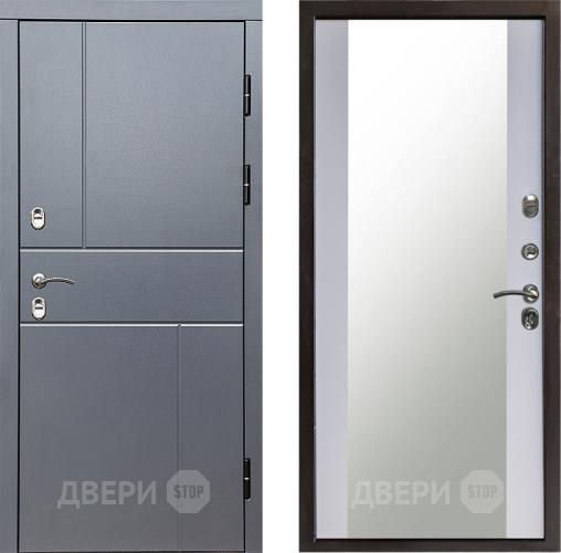 Дверь Престиж TERMO с терморазрывом Горизонт Грэй Зеркало Белый софт в Зеленоград