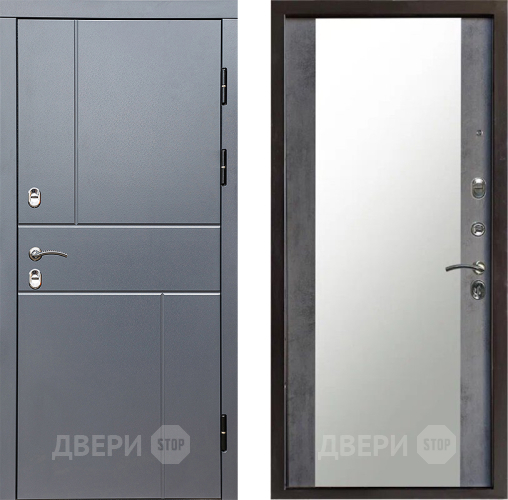 Входная металлическая Дверь Престиж TERMO с терморазрывом Горизонт Грэй Зеркало Бетон темный в Зеленоград
