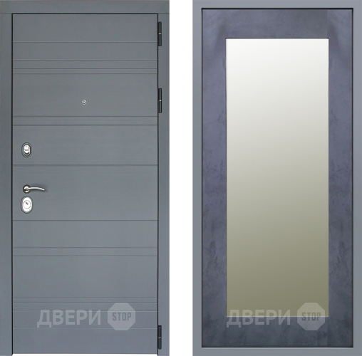 Дверь Заводские двери Лира Софт графит Зеркало Модерн Бетон темный в Зеленоград