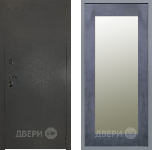 Дверь Заводские двери Эталон 3к антик серебро Зеркало Модерн Бетон темный в Зеленоград