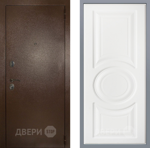 Дверь Заводские двери Эталон 3к антик медь Неаполь Лофт белый в Зеленоград