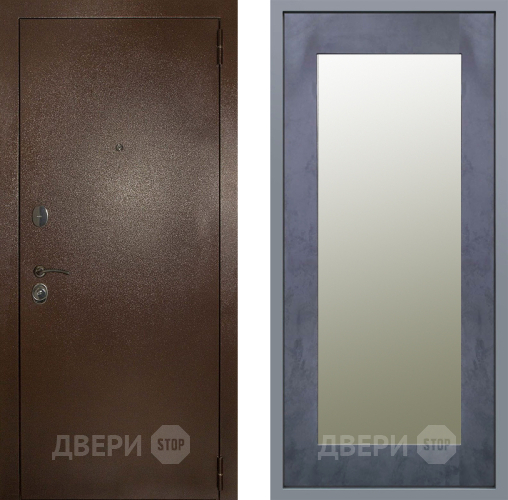Дверь Заводские двери Эталон 3к антик медь Зеркало Модерн Бетон темный в Зеленоград