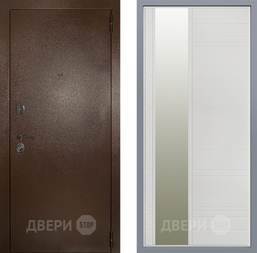 Дверь Заводские двери Эталон 3к антик медь Зеркало Лира Белый софт в Зеленоград