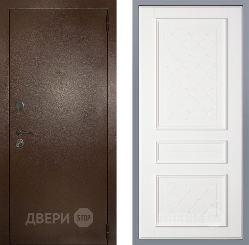 Дверь Заводские двери Эталон 3к антик медь Урбино Белый софт в Зеленоград