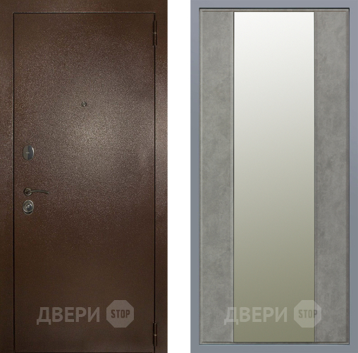 Дверь Заводские двери Эталон 3к антик медь Зеркало Макси Бетон темный в Зеленоград