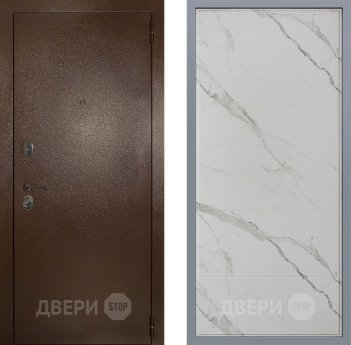 Дверь Заводские двери Эталон 3к антик медь Тривия Мрамор белый в Зеленоград