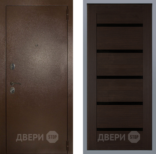 Дверь Заводские двери Эталон 3к антик медь СБ-1 орех тисненый в Зеленоград