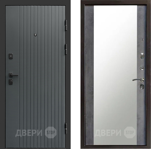 Входная металлическая Дверь Престиж Tvist Grey Зеркало Бетон темный в Зеленоград