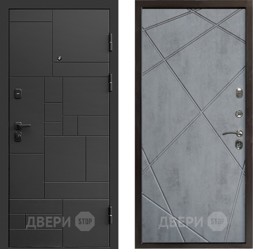 Входная металлическая Дверь Престиж Kvadro Лучи Бетон темный в Зеленоград