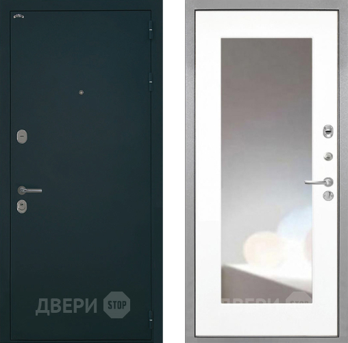 Входная металлическая Дверь Интекрон (INTECRON) Греция ФЛЗ-120-М Зеркало Белый матовый в Зеленоград