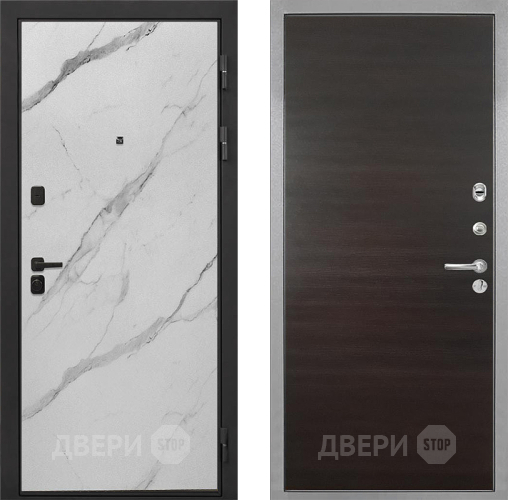 Входная металлическая Дверь Интекрон (INTECRON) Профит Black Мрамор Арктик Гладкая Эковенге поперечный в Зеленоград
