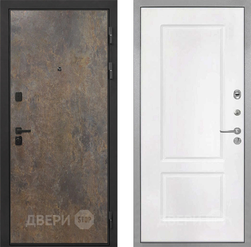 Входная металлическая Дверь Интекрон (INTECRON) Профит Black Гранж КВ-2 Белый матовый в Зеленоград