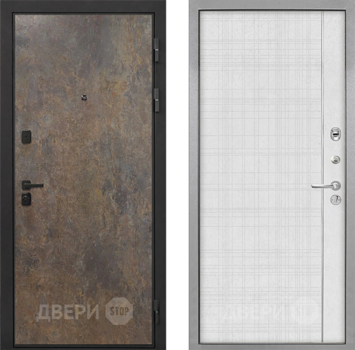 Входная металлическая Дверь Интекрон (INTECRON) Профит Black Гранж В-07 с молдингом Лофт белый в Зеленоград
