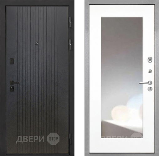 Входная металлическая Дверь Интекрон (INTECRON) Профит Black ФЛ-295 ФЛЗ-120-М Зеркало Белый матовый в Зеленоград