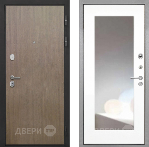 Входная металлическая Дверь Интекрон (INTECRON) Гектор Венге Коричневый ФЛЗ-120-М Зеркало Белый матовый в Зеленоград