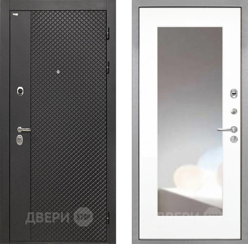 Входная металлическая Дверь Интекрон (INTECRON) Олимпия Black 4К ФЛЗ-120-М Зеркало Белый матовый в Зеленоград