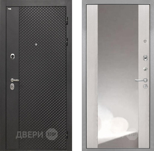 Входная металлическая Дверь Интекрон (INTECRON) Олимпия Black 4К ФЛЗ-516 Зеркало Сосна белая в Зеленоград