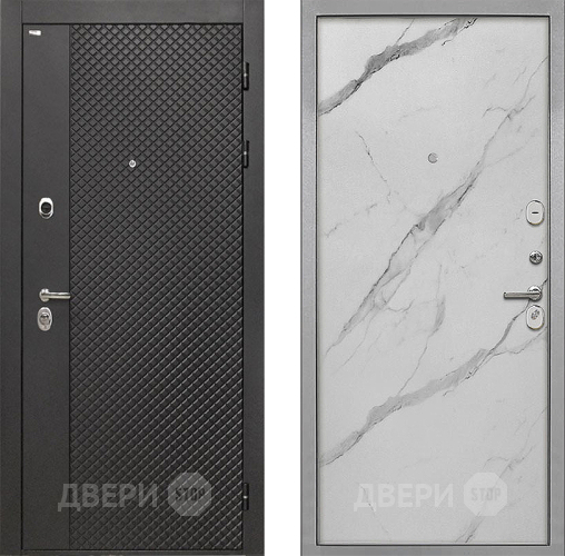 Входная металлическая Дверь Интекрон (INTECRON) Олимпия Black 4К Гладкая Мрамор натуральный арктик в Зеленоград