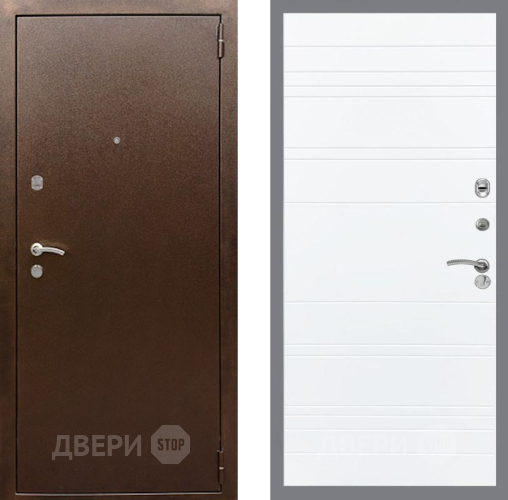 Входная металлическая Дверь Рекс (REX) 1А Медный Антик Line Силк Сноу в Зеленоград