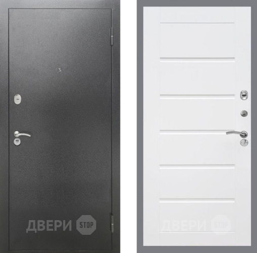 Входная металлическая Дверь Рекс (REX) 2А Серебро Антик Сити Белый ясень в Зеленоград