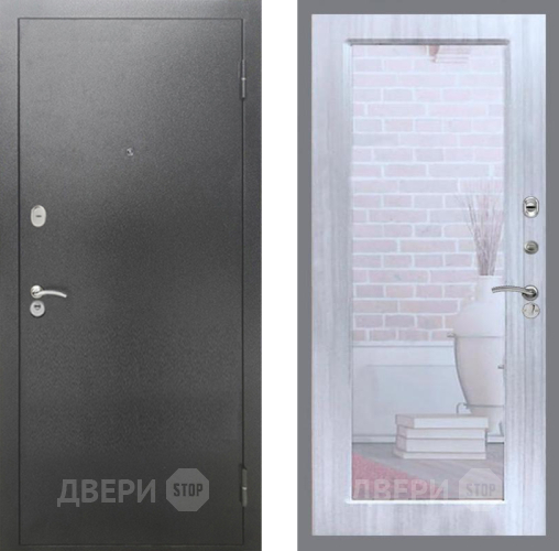 Входная металлическая Дверь Рекс (REX) 2А Серебро Антик Зеркало Пастораль Сандал белый в Зеленоград