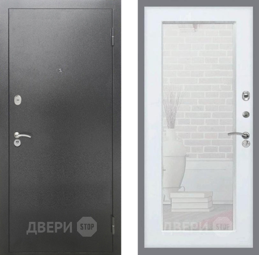 Входная металлическая Дверь Рекс (REX) 2А Серебро Антик Зеркало Пастораль Силк Сноу в Зеленоград