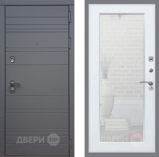 Входная металлическая Дверь Рекс (REX) 14 силк титан Зеркало Пастораль Силк Сноу в Зеленоград