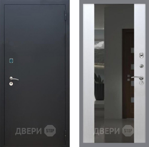 Входная металлическая Дверь Рекс (REX) 1A Черный Муар СБ-16 с Зеркалом Лиственница беж в Зеленоград