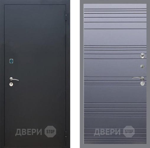 Входная металлическая Дверь Рекс (REX) 1A Черный Муар Line Силк титан в Зеленоград