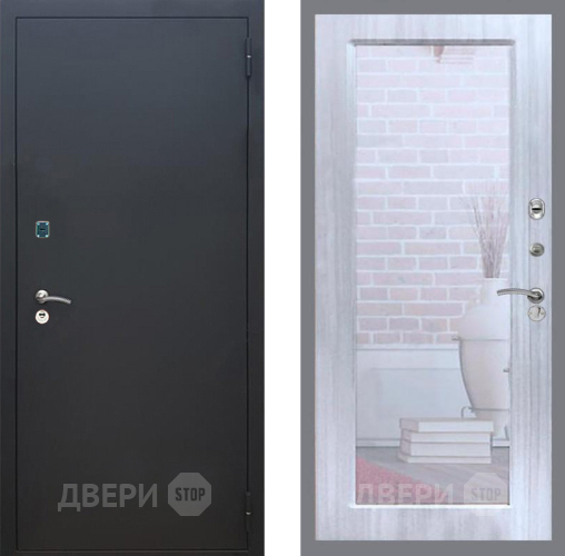 Входная металлическая Дверь Рекс (REX) 1A Черный Муар Зеркало Пастораль Сандал белый в Зеленоград