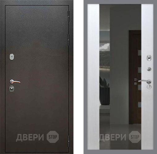 Входная металлическая Дверь Рекс (REX) 5 Серебро Антик СБ-16 с Зеркалом Лиственница беж в Зеленоград