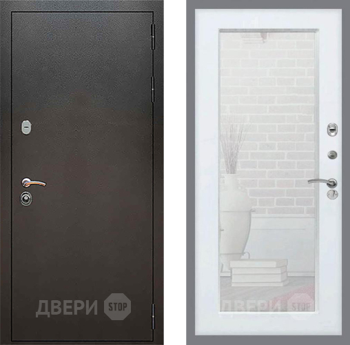Входная металлическая Дверь Рекс (REX) 5 Серебро Антик Зеркало Пастораль Белый ясень в Зеленоград