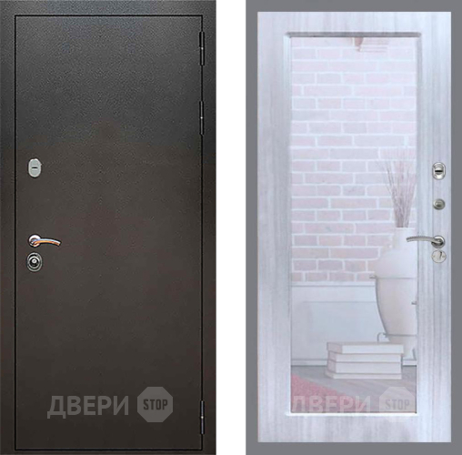 Входная металлическая Дверь Рекс (REX) 5 Серебро Антик Зеркало Пастораль Сандал белый в Зеленоград
