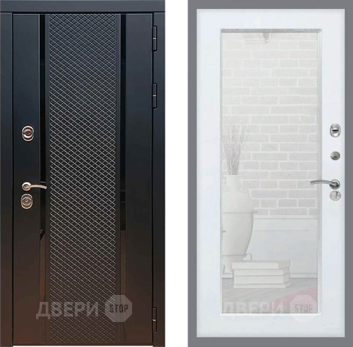 Входная металлическая Дверь Рекс (REX) 25 Зеркало Пастораль Белый ясень в Зеленоград