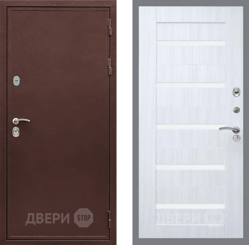 Входная металлическая Дверь Рекс (REX) 5 металл 3 мм СБ-14 стекло белое Сандал белый в Зеленоград